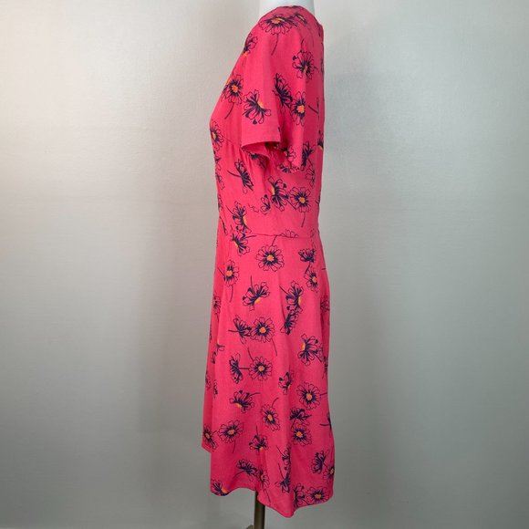 Gap A-Line Dress 2 Pink Blue Floral Sundress Short Sleeve V-Neck Women's - Picture 4 of 11